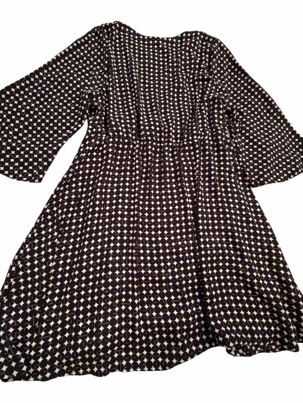 PENN black and white geometric print mock-wrap dress-Size 1X-Adjustable belt - Picture 8 of 10
